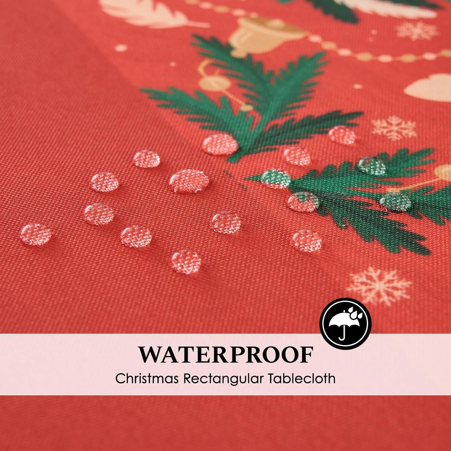 Christmas Tablecloth Rectangular 60x84 Inch Waterproof, Machine Washable Checkered Polyester Table Cover for Xmas Party, Winter Holiday Home Decoration in Festive Red 1pack