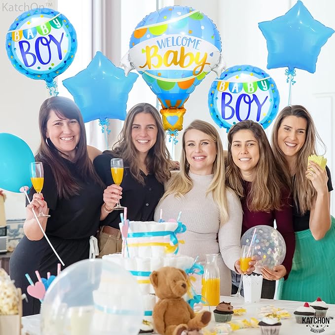 KatchOn, Welcome Baby Boy Balloons - 31 Inch, Pack of 5 Its A Boy Balloon Set | Balloons for Welcome Home Baby Boy Decorations | Baby shower decorations for boys