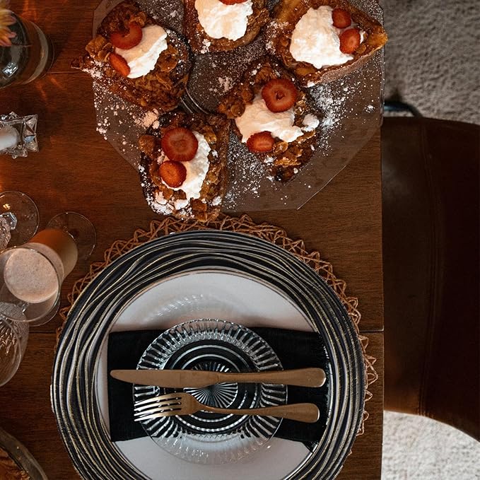 13 Inch Round Charger Plates, Set of 6, Dinner Chargers Bulk Wedding (Vintage Black)