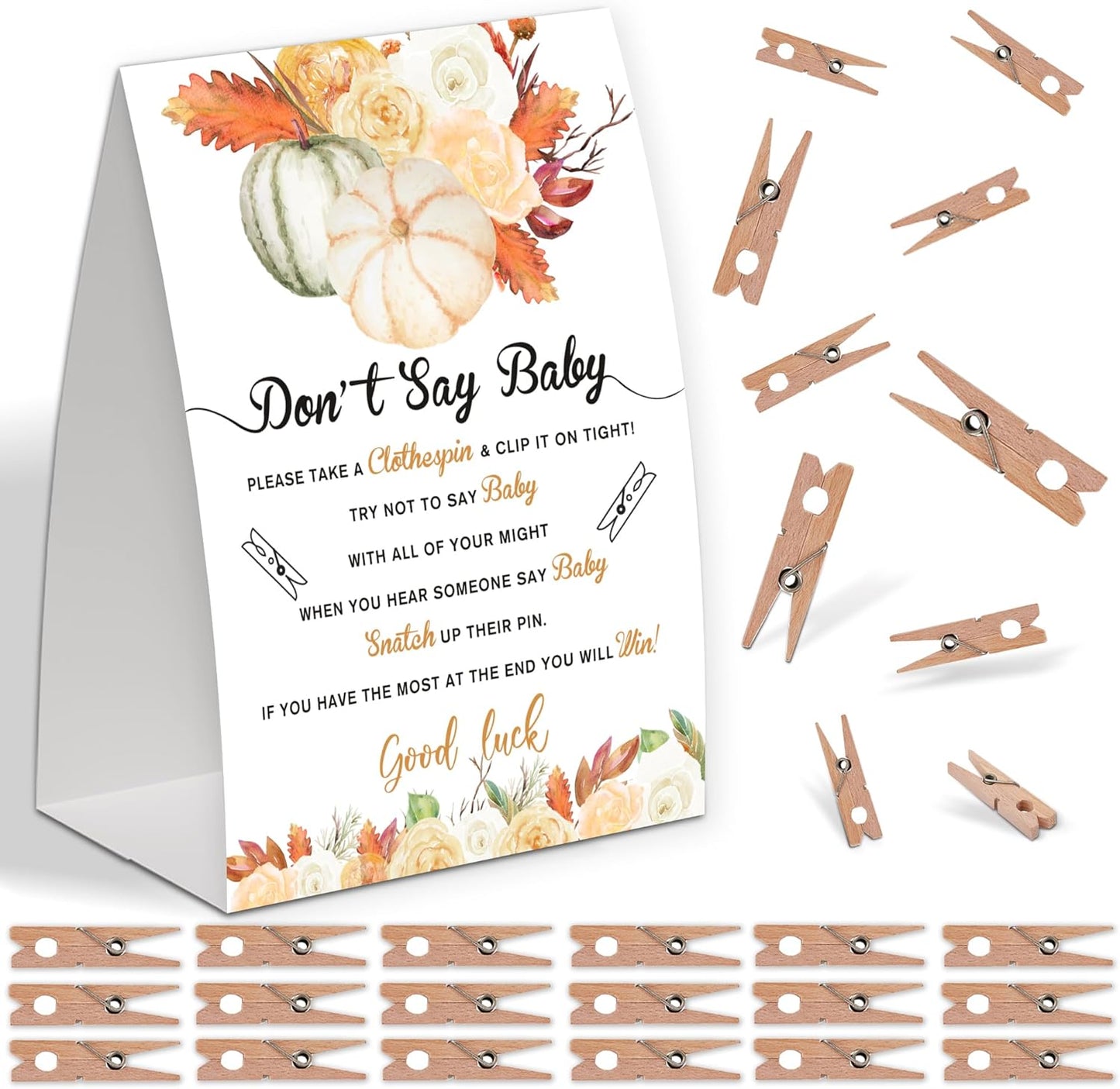 Little Pumpkin Shower Decorations,Don't Say Baby Baby Shower Game,Gender Neutral Baby Shower Decorations,Small Clothespin Game,Baby Shower Ideas,Baby Shower Games 50 Guest,Fall Party Games