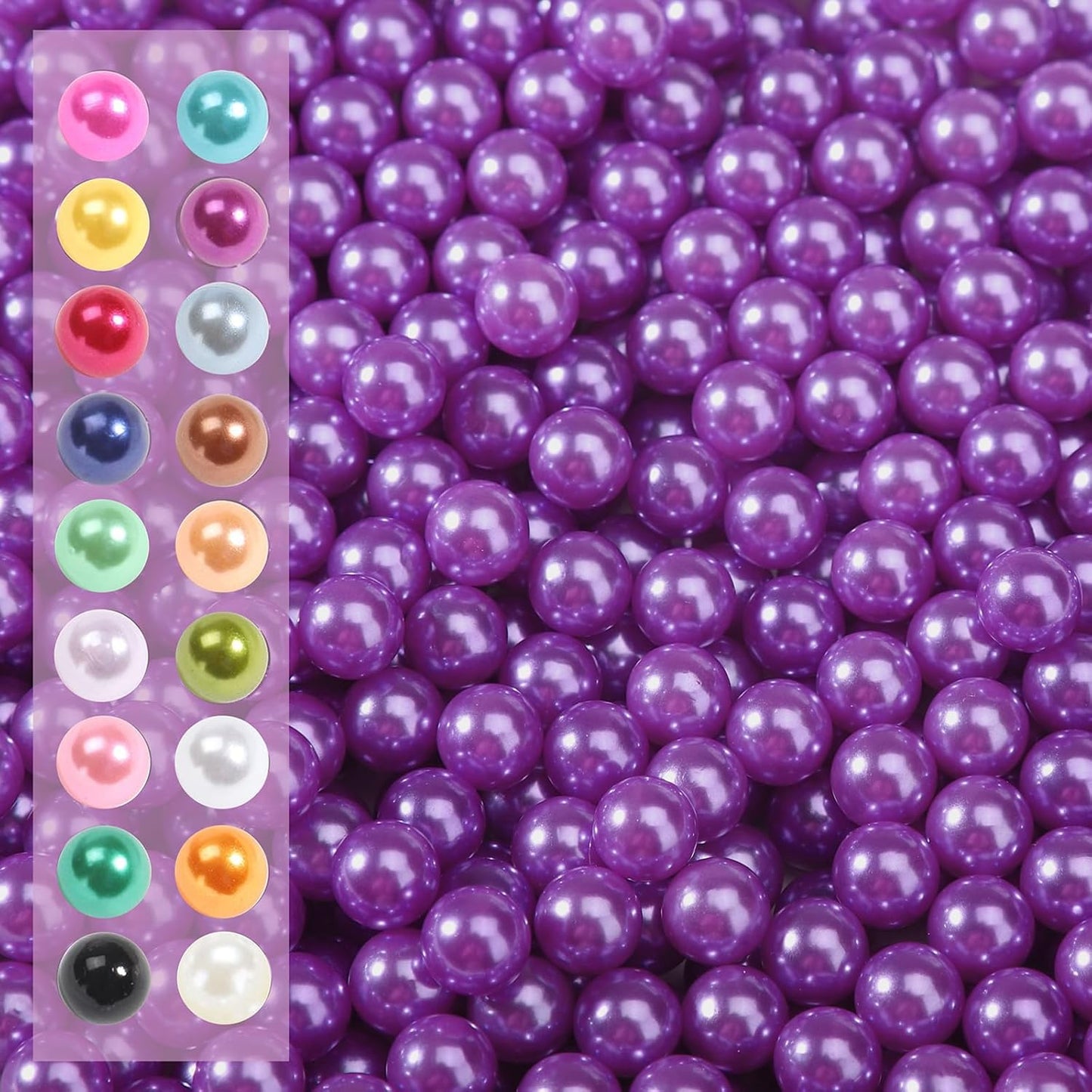 2200 Pcs Undrilled Holeless ABS Faux Pearl Beads for Vase fillers, No Hole Round Pearls for Cosmetic Boxes, DIY Parts, Table Scatter, Wedding, Birthday Party Home Decorating (Purple, 6mm)
