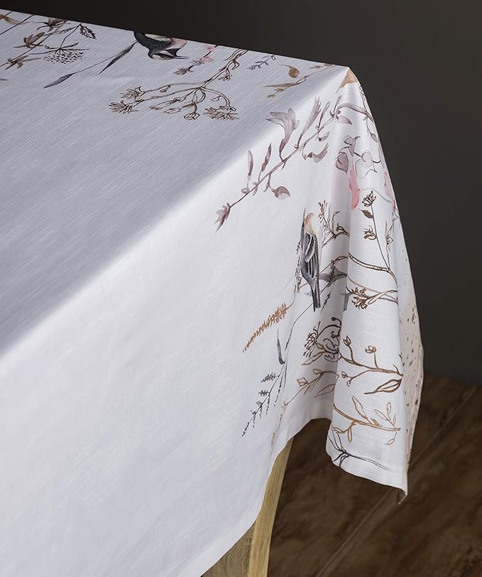 Maison d' Hermine Table Cloth Rectangle Table 100% Cotton 54 x 72 Inches Tablecloth Reusable Decorative for Dining Room Farmhouse Home Valentines Day Decorations Spring Summer - Meadow Florals - Brown