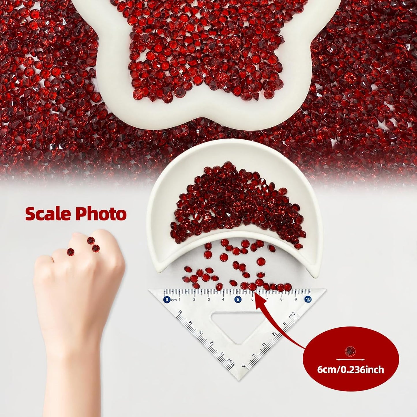 5000 pcs/Pack Wedding Table Scatter Confetti Crystals Acrylic Diamonds 6 mm Rhinestones for Wedding, Bridal Shower, Vase Beads Decorations (6mm, Burgundy)