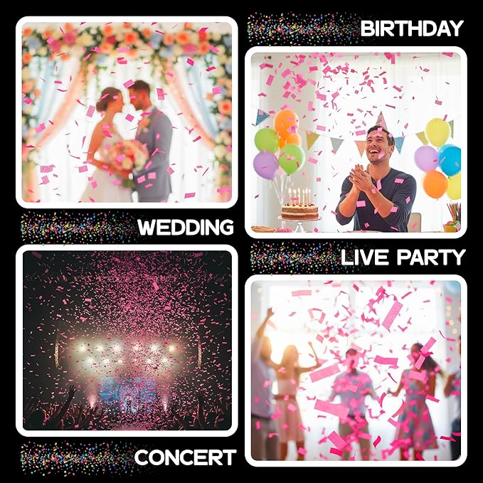Ultimate Confetti, Fuchsia Pink Tissue Paper Confetti - Rectangular Flame-Resistant and Slow-Falling Biodegradable Confetti for Cannon and Launcher use, Best for Celebrations - 1 lb, 16 oz