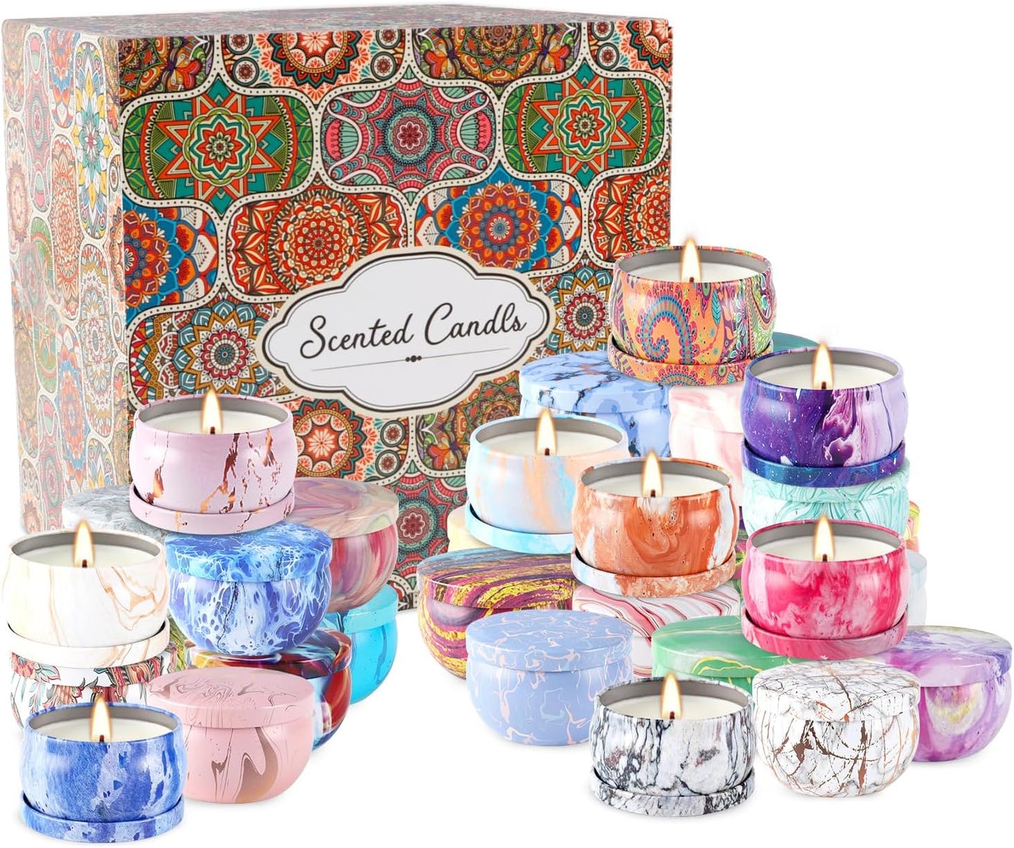 36 Packs Scented Candles Gift Set, Fragrances Candle for Women, 2.5 OZ Portable Jar Candle for for Spa, Yoga, Bath, Aromatherapy, Stress Relief.