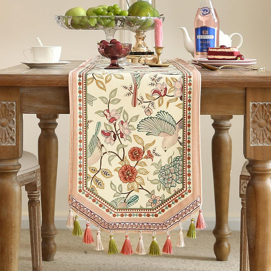 Velvet French Table Runner Farmhouse for Home Kitchen Dining Decor Parties Family Dinners Wedding 12"*118"