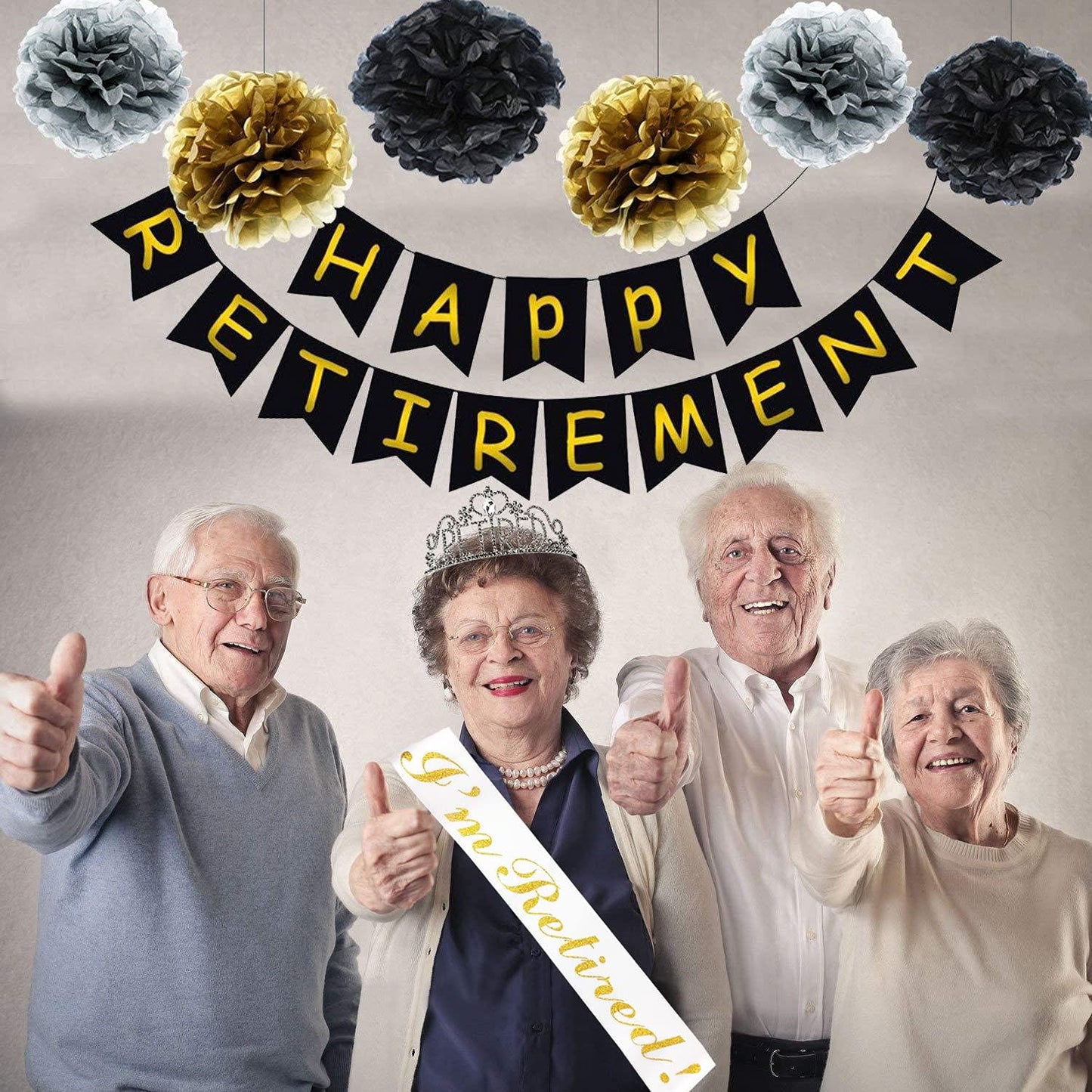 JETKONG Retirement Party Decorations Retired Tiara/Crown, Retired Sash for Women Retirement Gifts, Retirement Party Supplies, Gifts, Favors (Silver)