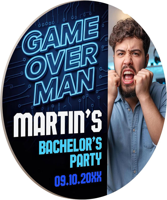 60 Pack Personalized Bachelor Party Coasters, Custom Cardboard Drink Coasters with Photo Print and Text, Fun Bachelor Party Favors and Gifts, 3.95" Round, Design 6