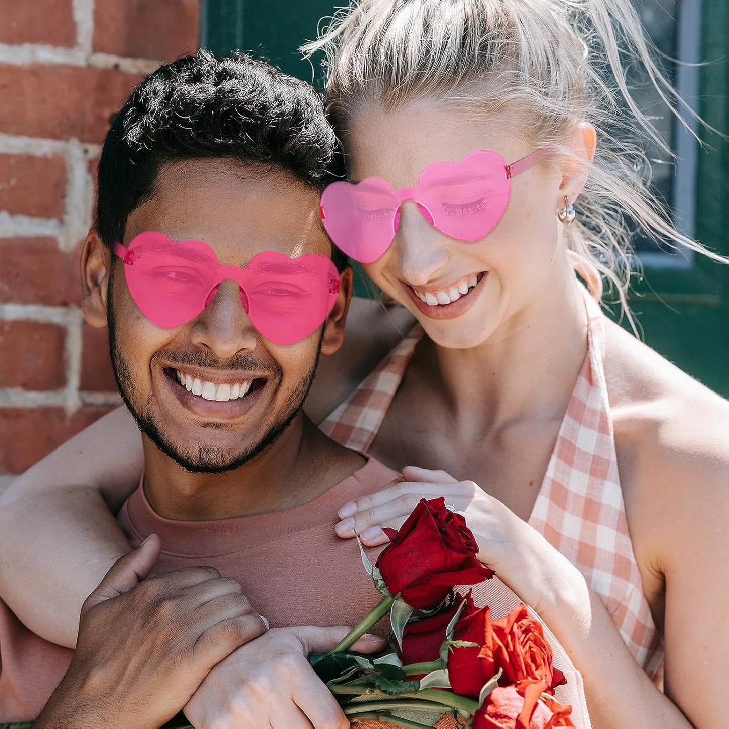 30PCS Heart Shaped Sunglasses Candy Color Rimless Glasses Cute Fun Colored Rave Party Sunglasses Party Favors