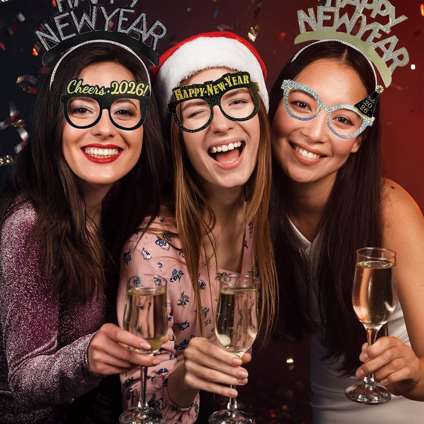39 Pieces New Years Eve Party Supplies 2026,Happy New Year Headband Tiara, New Year Glasses 2026