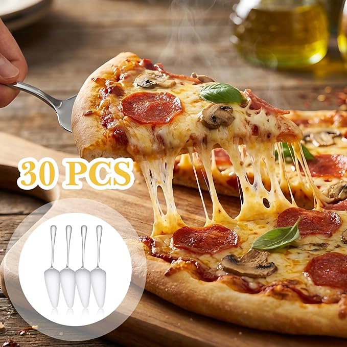 30 Pcs Pie Servers, Stainless Steel Pizza Server Spatula,Cake Pastry Cutter, Professional Pie Server Utensil for Pizza Dessert Cheese Cutting, 9 Inches, Silver