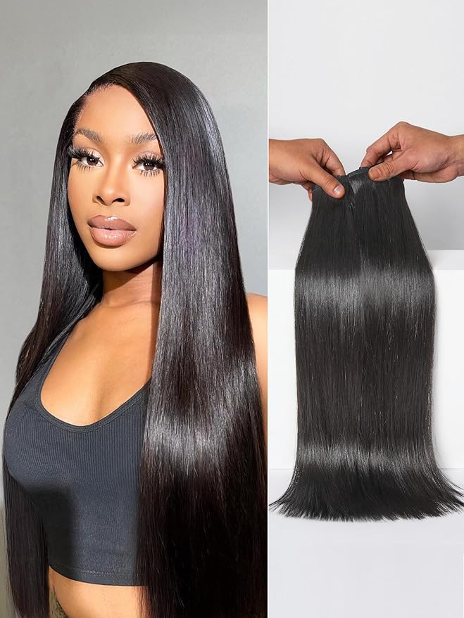 LUVME Seamless Silky Straight Clip in Hair Extensions Real Human Hair for Women, 2 Pack 26 Inch 220g 12Pcs, Remy Hair Clip Ins, Seamless Clip Ins for Full Volume & Daily Wear