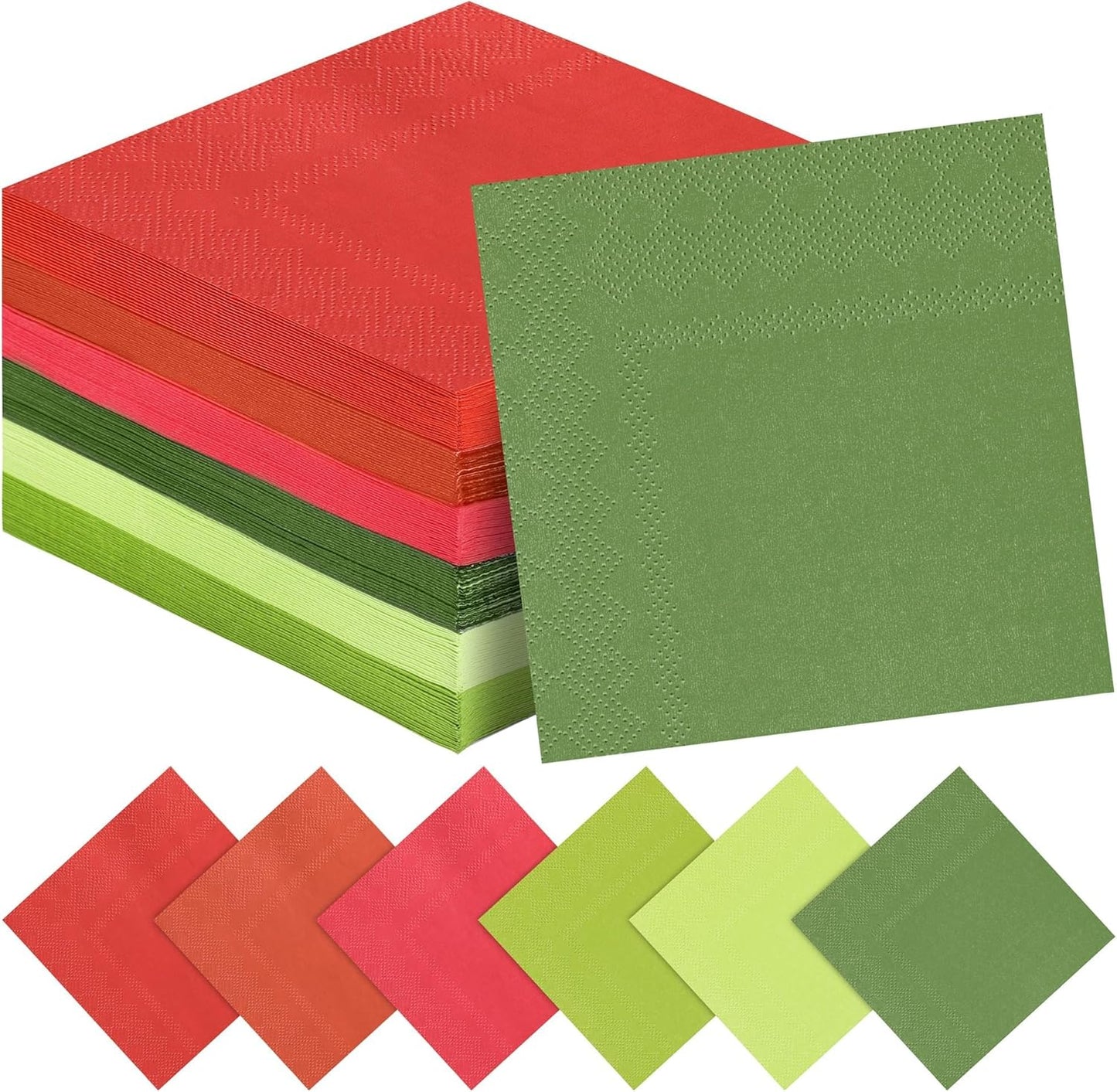 150 Pieces Christmas Paper Napkins Cocktail Napkin Christmas Beverage Napkins for Xmas Party Favors, 6 Colors