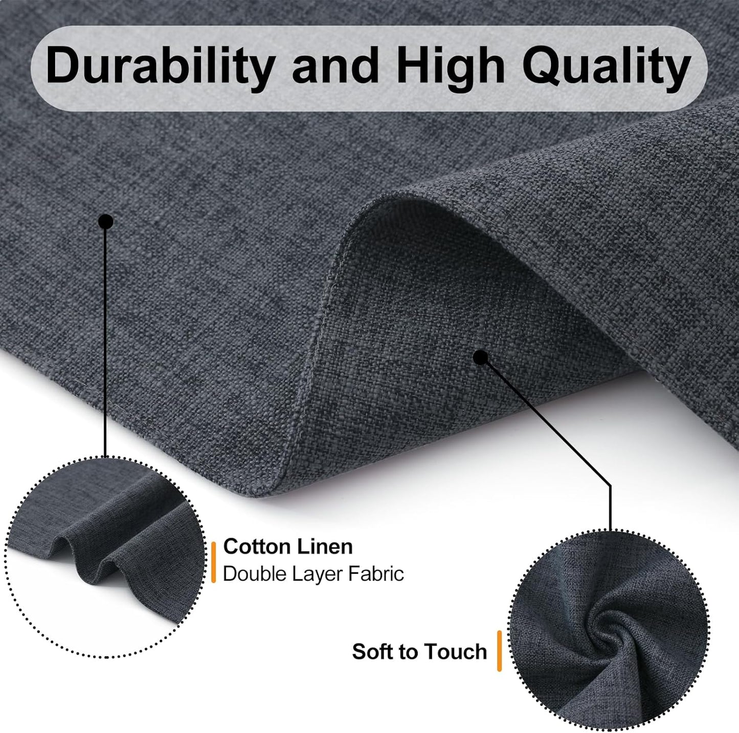 Homaxy Cloths Placemats for Dining Table Set of 6, Heat Resistant Washable Cotton Linen Blend Table Mats, Easy to Clean Place Mats for Indoor Outdoor Party Kitchen Decoration, Charcoal Gray