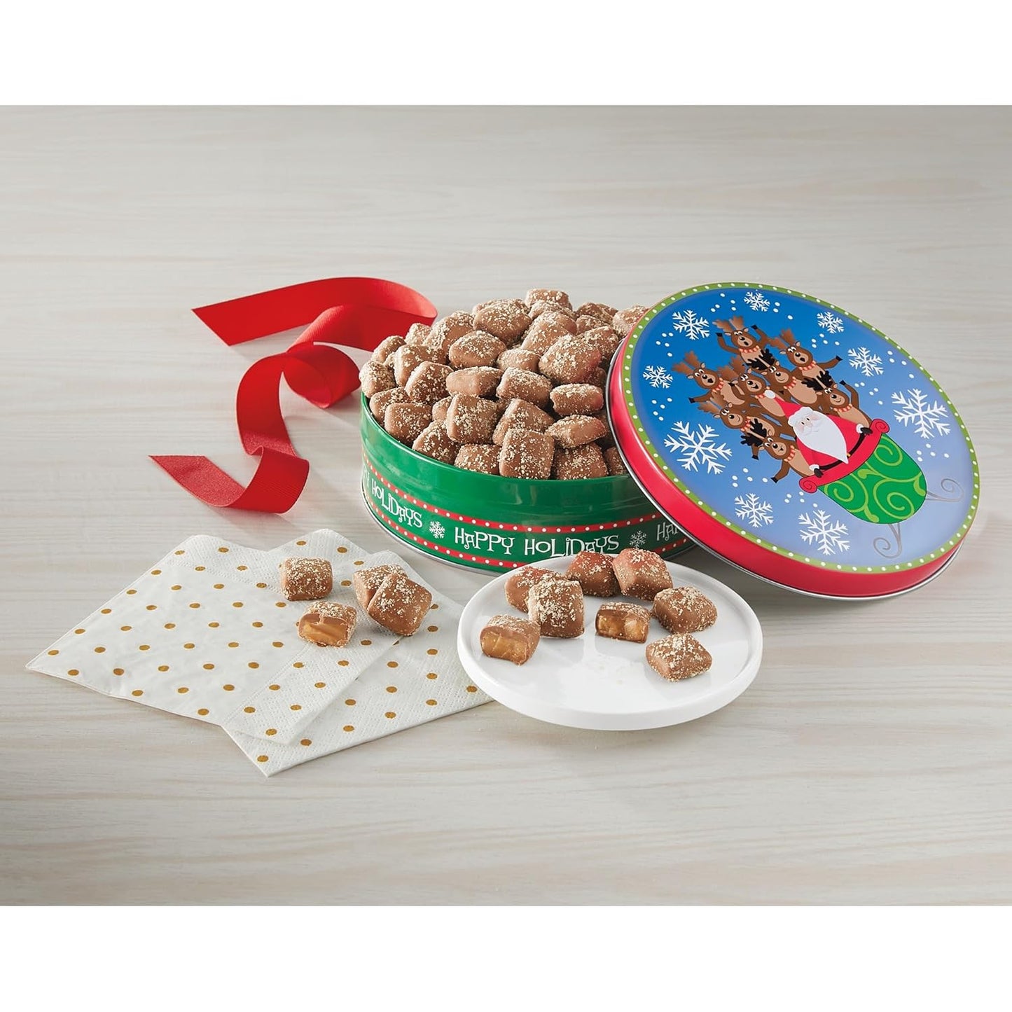 The Swiss Colony Mini Butter Toffee Gift Tin – Milk Chocolate Covered Crispy Butter Toffee with Almonds Candy for Gift Baskets, Chocolate Treats for Snacking and Gifting