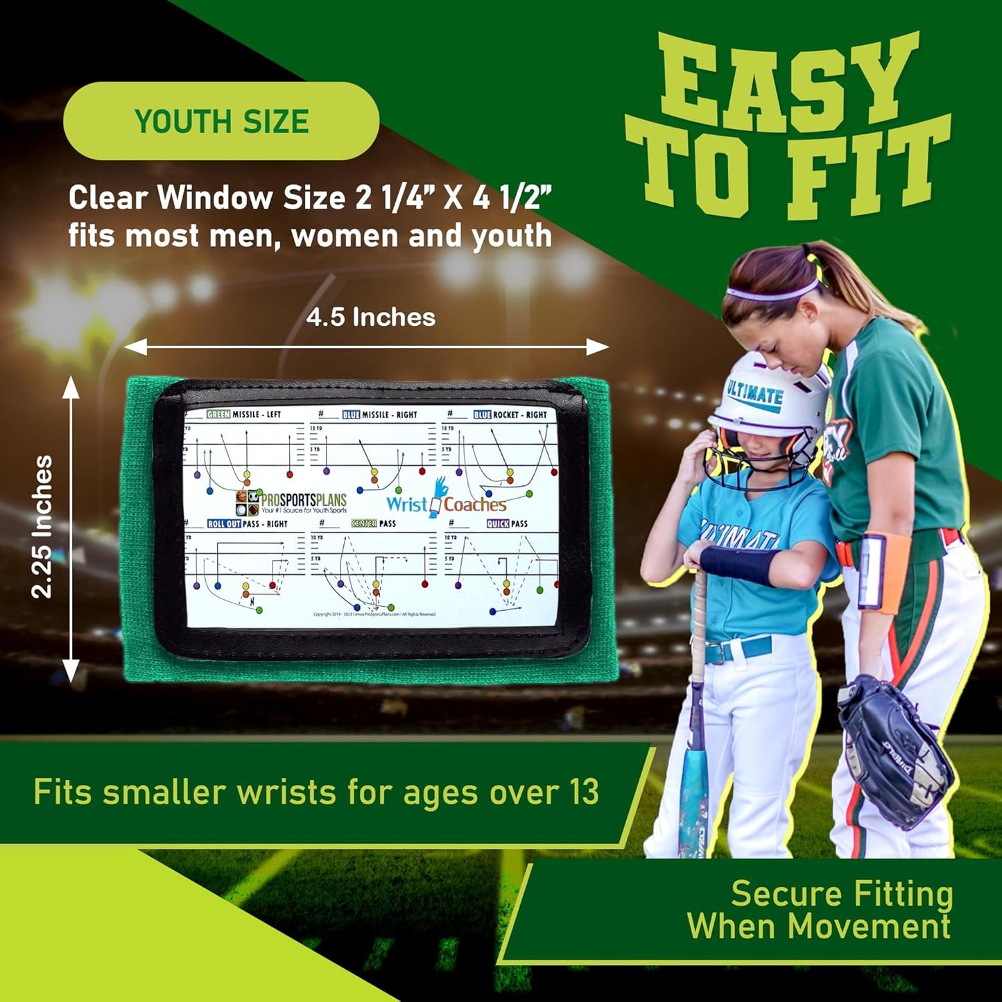 Football Play Wristbands - Youth Quarterback Gear - Wristband Playbook - Softball Wristbands for Signs