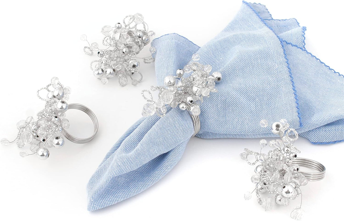 Silver Napkin Rings Set of 12 - Elegant Napkin Rings Sturdy Metal Design | Easy to Clean, Durable & Versatile for Table Settings, Special Occasion & Gift Giving Ideas - ALPHA Living HOME