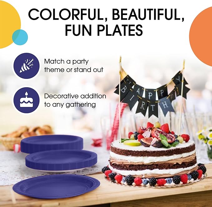 Exquisite Navy Paper Plates Disposable Heavy Duty 100 Pcs - 50-7" & 50-9" Navy Disposable Plates For Party Heavy Duty Paper Plate 350 GSM Birthday Party Supplies Plate Set