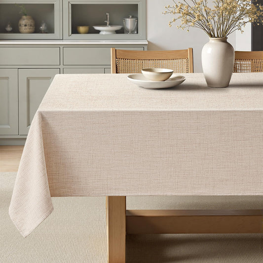 MIULEE Ivory Linen Tablecloth 60x144 Inch Rectangle Table Cloth Waterproof,Stain Resistant & Wrinkle Resistant for Dining Party Wedding