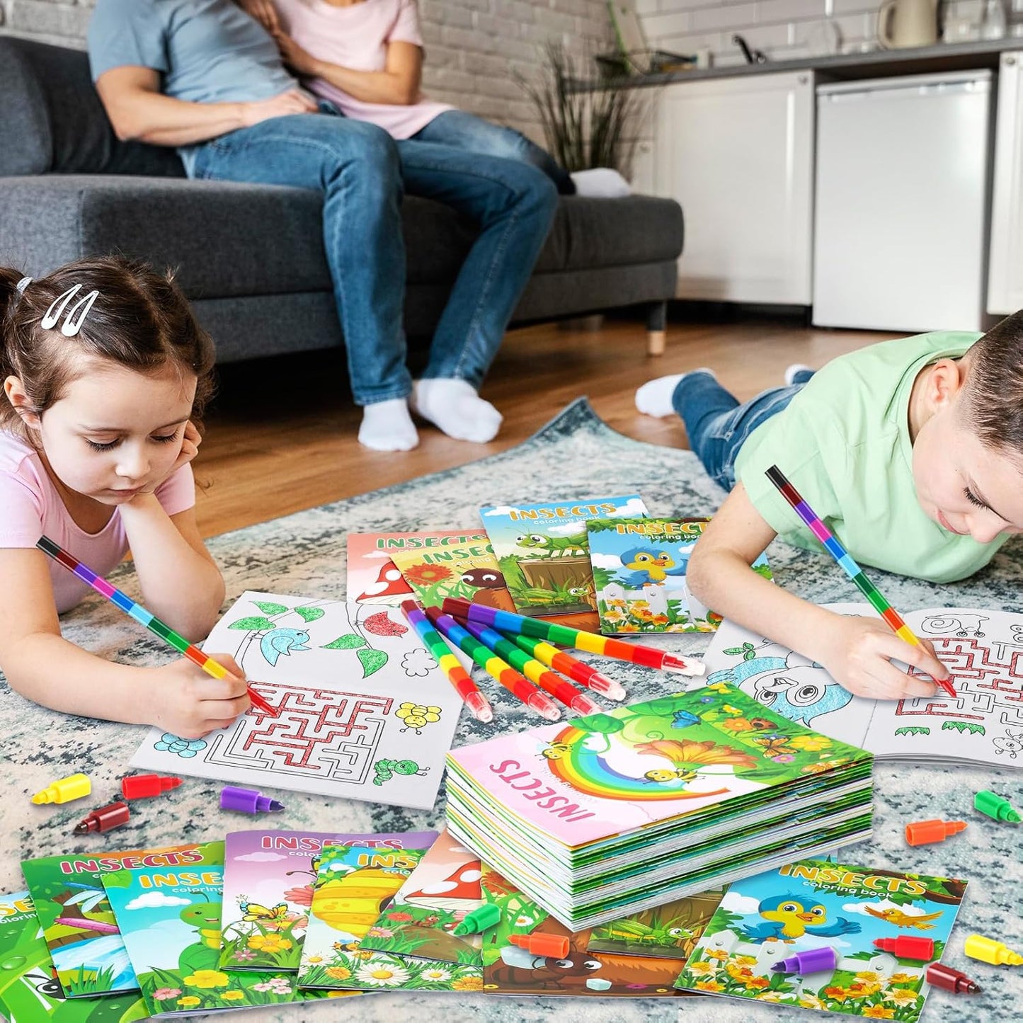 BenLouis 24 Pcs Insects Mini Coloring Books Kids Bugs Party Favors Small Activity Books Bulk for Kids Spring Butterfly Bee Birthday Goodie Bags Stuffers Return Gifts Classroom Travel