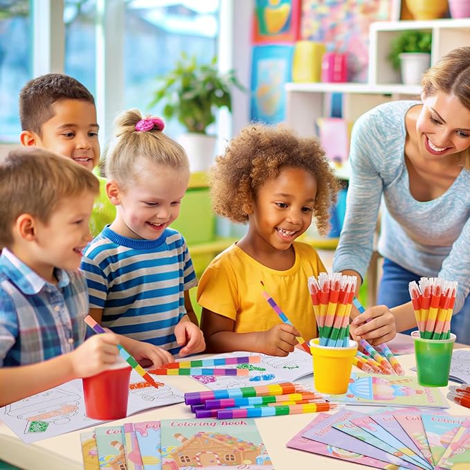 BenLouis 24 Pcs Sweet Mini Coloring Books Kids Candyland Donut Ice Cream Party Favors Small Activity Books Bulk for Kids Treats Desserts Birthday Goodie Bags Stuffers Return Gifts Classroom Travel