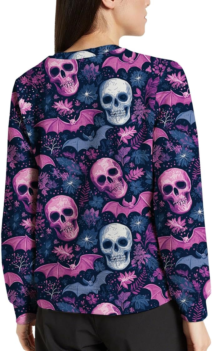 LIZALIG Pullover Cute Sweatshirt Orange Skeleton Fall Festive FunWomens Design Bat Holiday Party Outings Pumpkin Print
