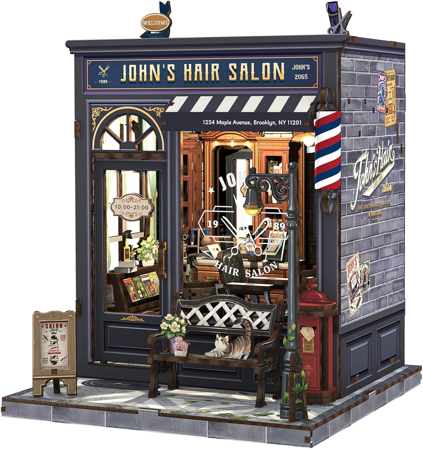 Fsolis Book Nook Kit - DIY Miniature House Kit for Adults Mini House Tiny 3D Puzzles for Bookshelf Diorama Decor Gifts for Women Teenagers Puzzle Lovers (John's Hair Salon)