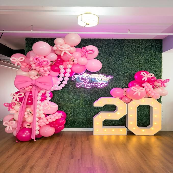 Pink Balloons Arch Kit,130pcs Hot Pink Balloon Garland,Different Sizes Light Latex Pink Balloons for Wedding,Bridal Shower,Birthday,Valentine's Day Party Decorations