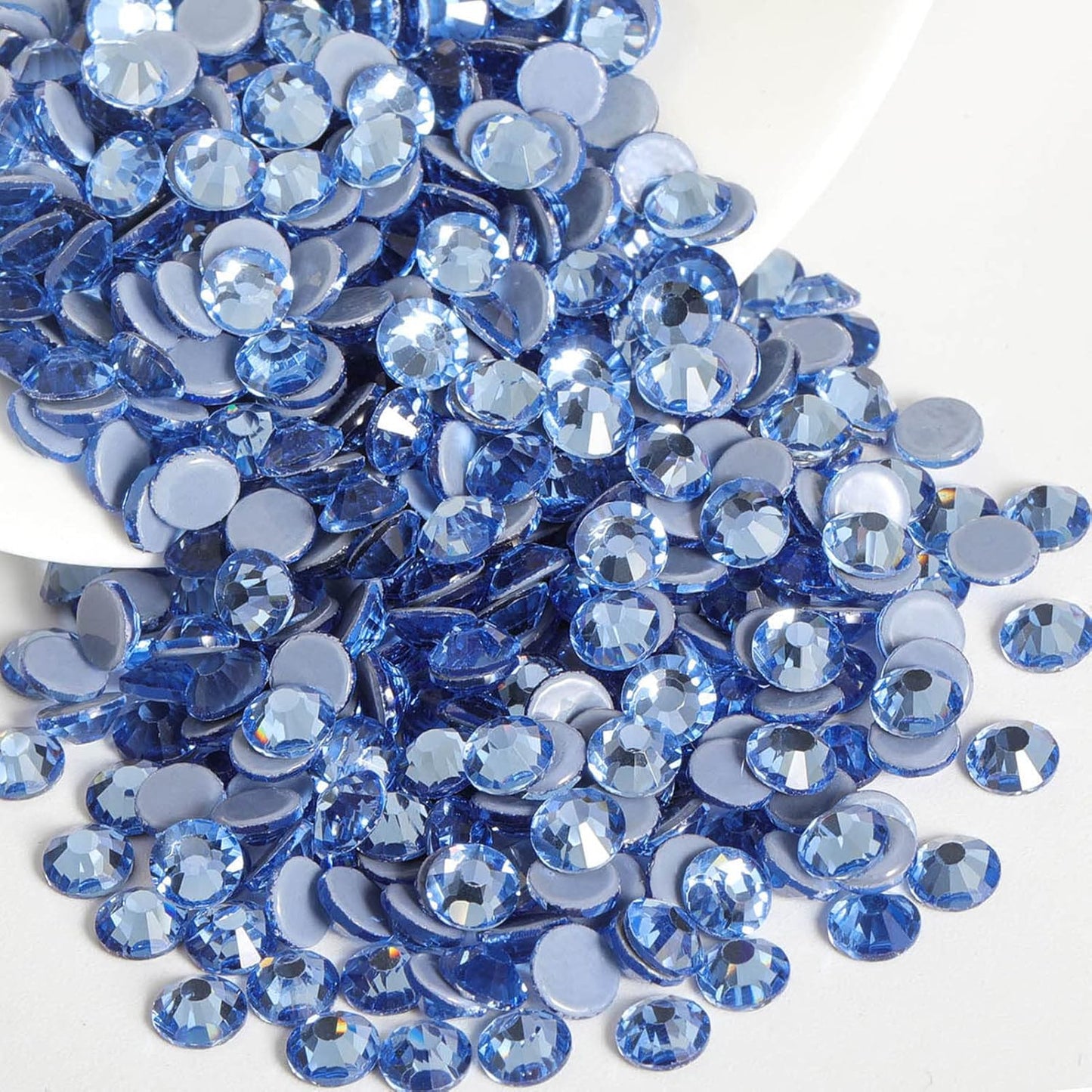 Beadsland Hotfix Rhinestones, 1440pcs Flatback Crystal Rhinestones for Crafts Clothes DIY Decorations, Light Sapphire, SS16, 3.8-4.0mm