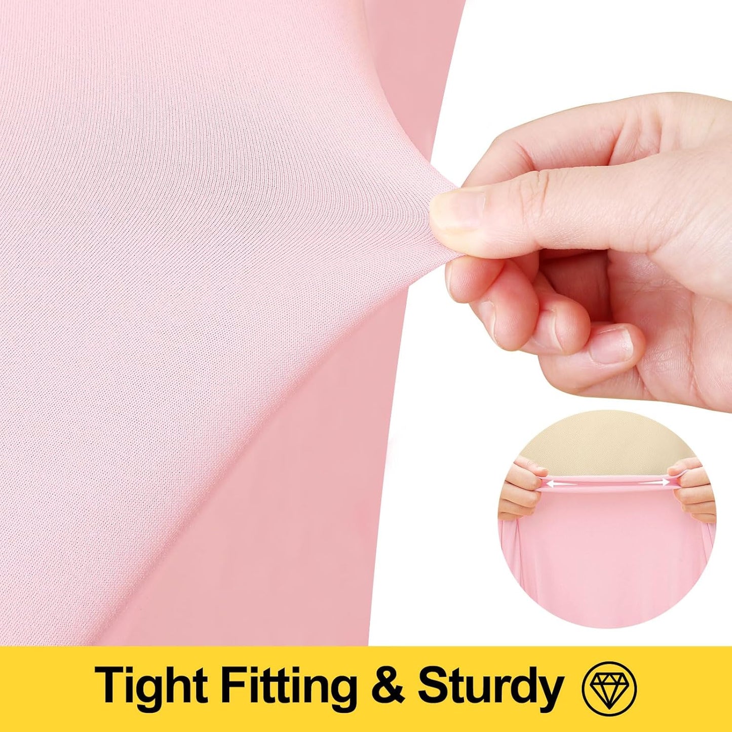 Smiry Spandex Tablecloth 2 Pack, Elastic Fitted Stretch Tablecloth for 6FT Rectangle Tables, Waterproof Washable Table Cover Skirt for Wedding, Banquet & Parties (Pink, 72Lx30Wx30H Inch)