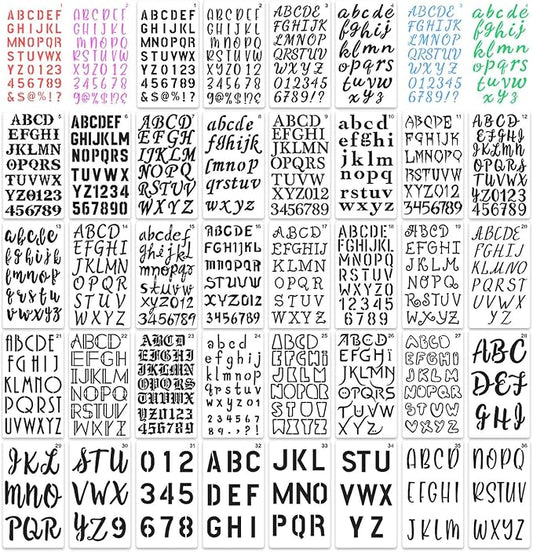36 Pieces Letter Stencils, 4 x 7 Inch Alphabet Stencil Reusable Plastic Numbers Symbol Templates Kit for Painting on Wood, Canvas, Fabric, Rock, Chalkboard, Sign, DIY Art Projects(Letter)