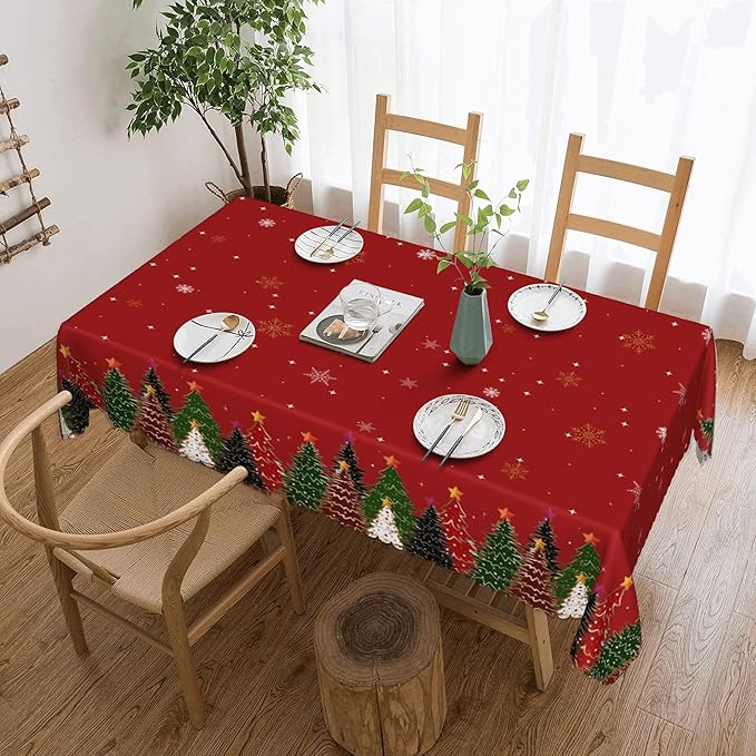 YCness Christmas Snowflakes Tablecloth, Blue Silver Shimmering Snowflake Winter Seasonal Decoration Table Cover for Winter Christmas Birthday Holiday Party Dinner, 60x90 Inch