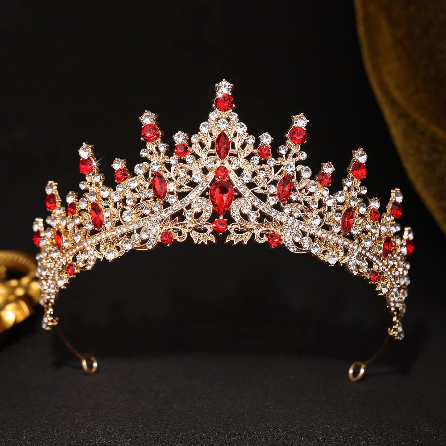 Red Tiara for Women Crystal Queen Crowns Rhinestone Princess Tiaras for Girl Wedding Headband for Bride Hair Accessories for Halloween Costume Birthday Party Prom Mother's Gifts