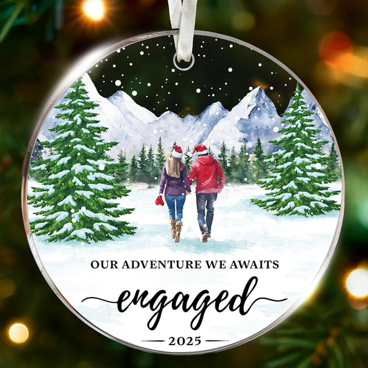 Engagement Gifts for Couples - Impressive 2025 Engagement Ornament Set, Timeless First Christmas Engaged Ornament, Unique Bride to Be Gifts, Cherished Our First Christmas Engaged Ornaments Collection