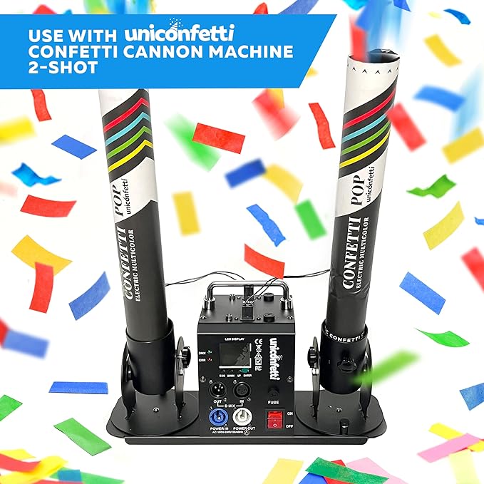 Electric Confetti Cannon Cartridges, 12 PIECES — 16" Multicolor Poppers for Weddings, Parties, Events | Requires 2-Shot/4-Shot Confetti Machine to Activate