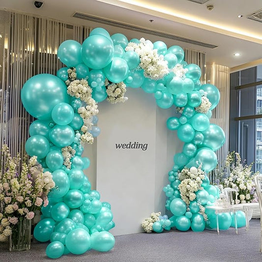 Teal Balloons Double Stuffed Turquoise Teal Blue Balloons Pearl Balloon Arch Kit for Birthday Baby Shower Wedding Dolphin Mermaid Ocean Theme Party Decorations