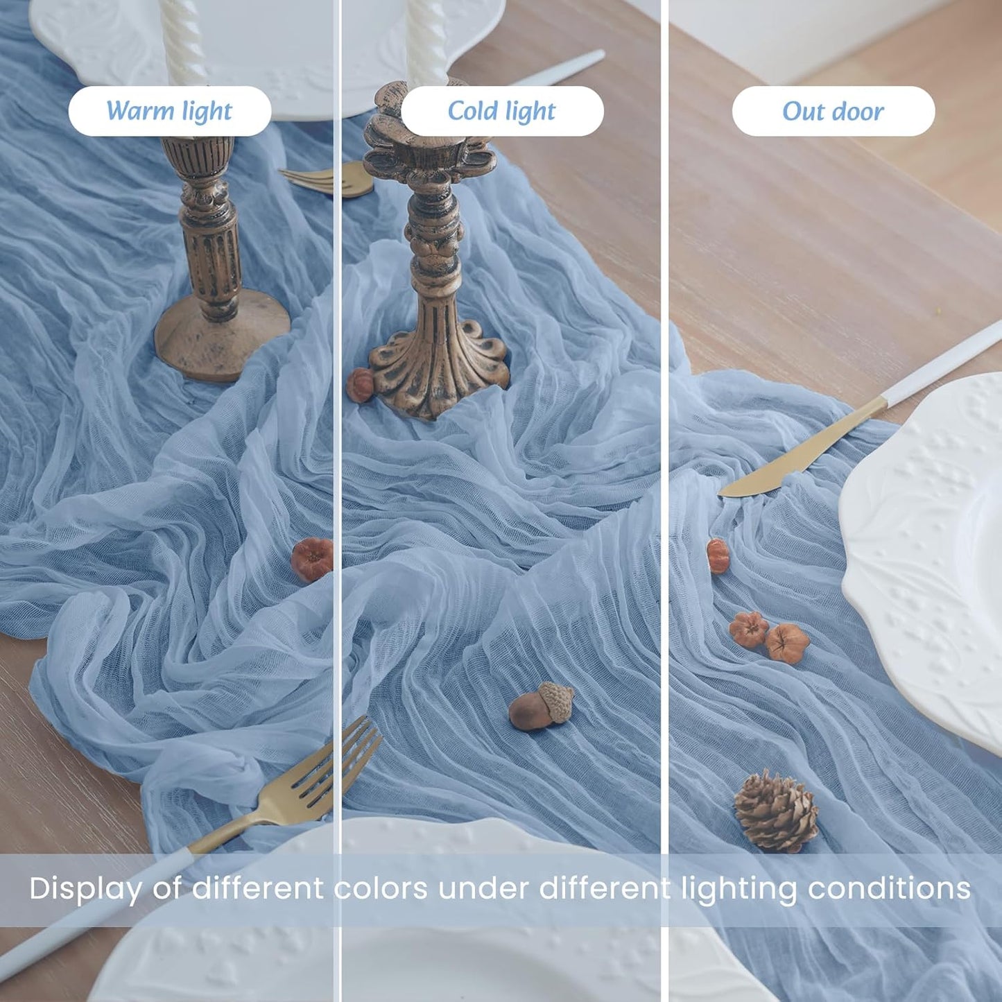 2Pack Dusty Blue Table Runner 10FT Cheese Cloth Table Runner 35x120Inch Long Boho Table Runners Rustic Gauze Table Runners for Party Wedding Bridal Shower Baby Shower Decorations