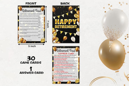 Retirement Party Games - Retirement Feud Party Game for Adults - 30 Game Cards – Retirement Party Favors Supplies Decorations (03)