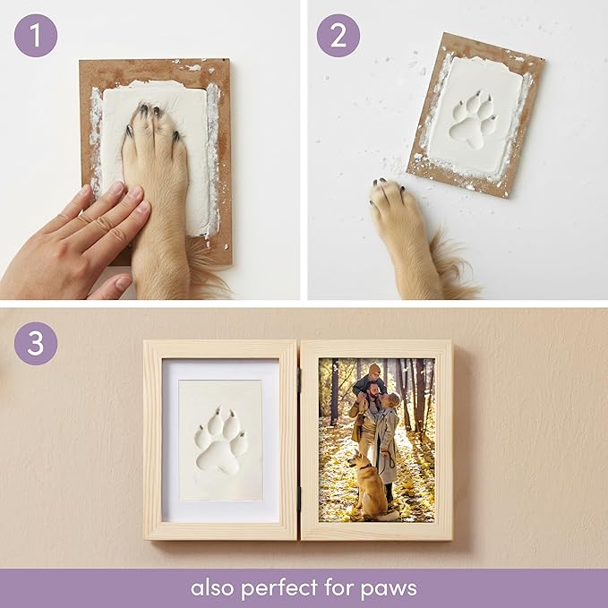 chuckle - Baby Hand & Foot Clay Print Photo Frame Keepsake Kit - Gift for Mothers Day, New Mum and Parents and Newborn Baby Shower Party and Nursery Room Decoration - Pine