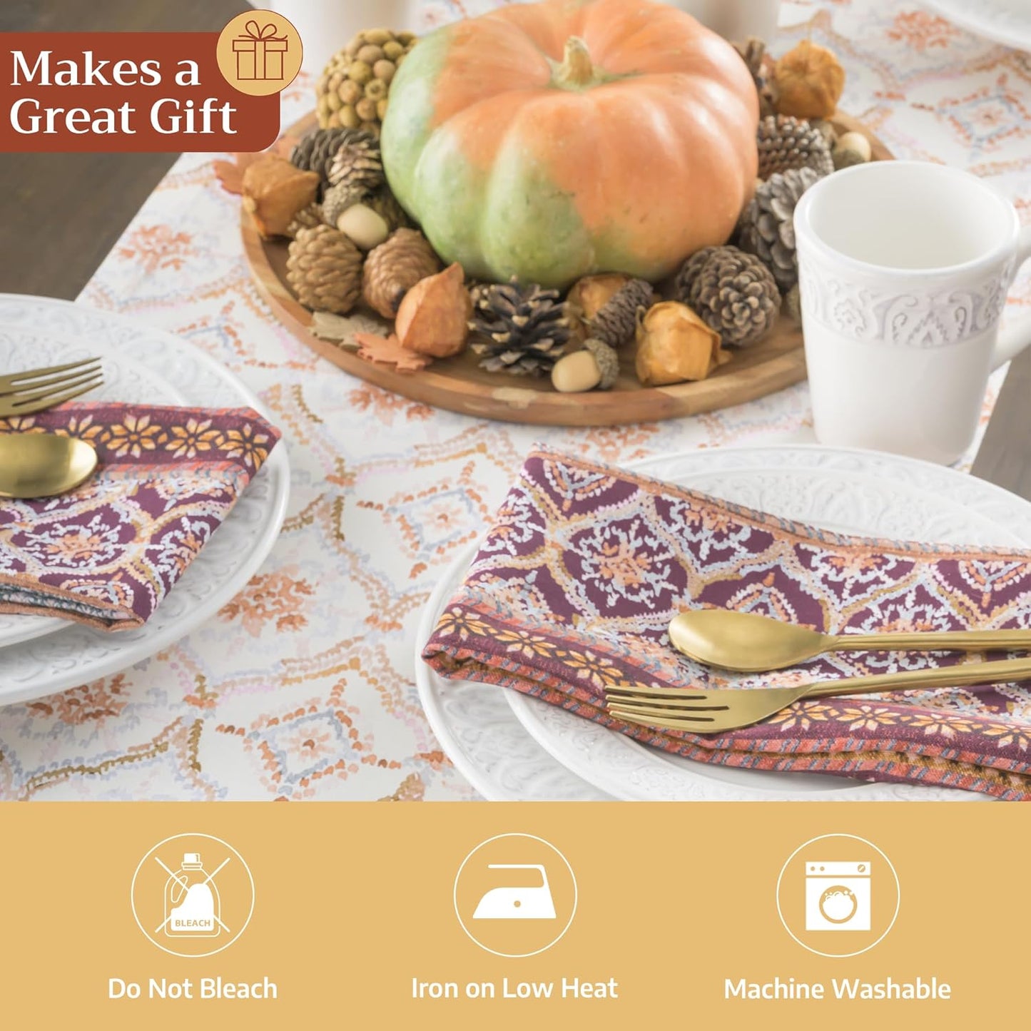 Maison d' Hermine Table Runner 100% Cotton Single Layer Table Runners 72 inches Long for Thanksgiving Christmas Decorations Home Kitchen Dining Party Wedding (Fair Isle, 14.5" x 72")