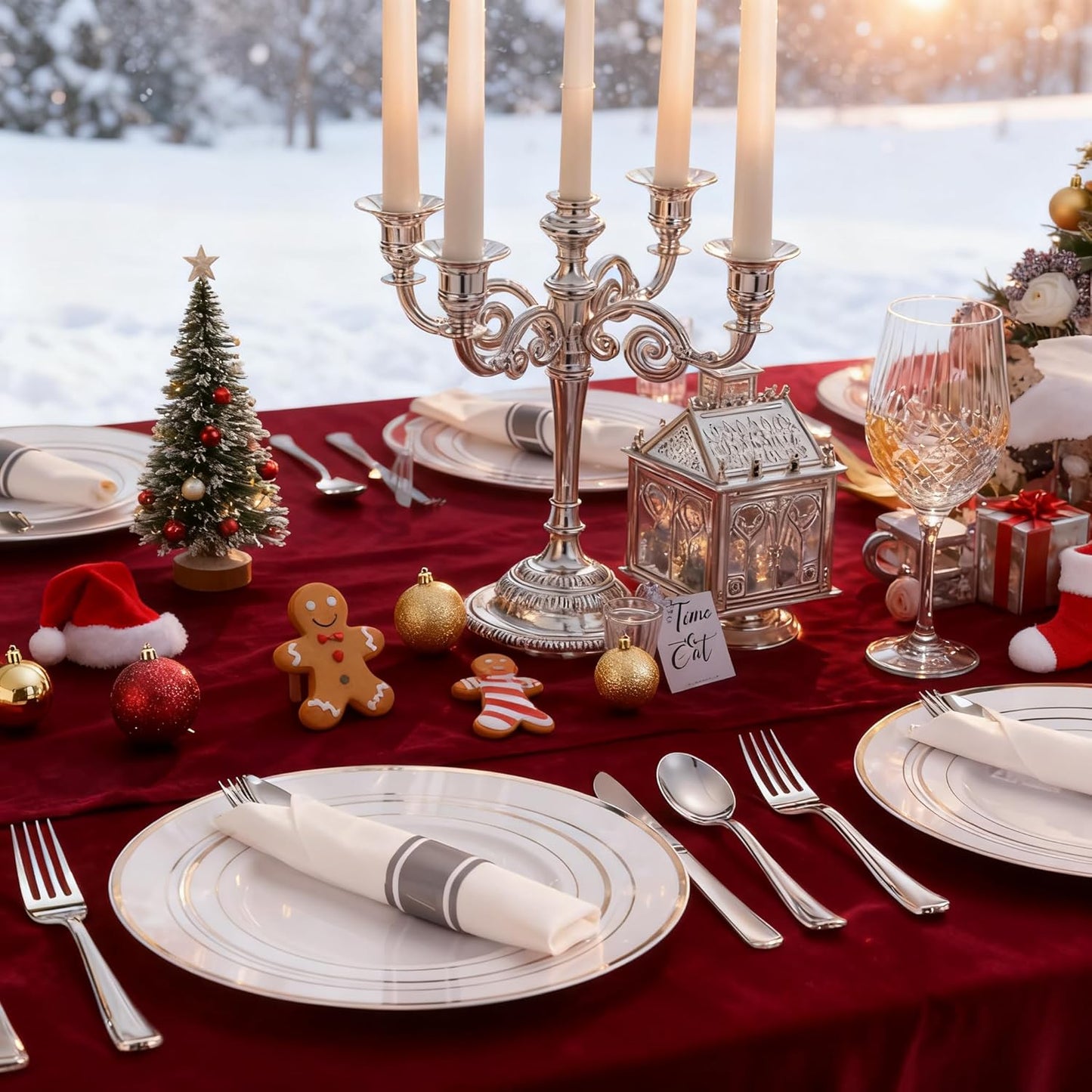 WDF 60PCS Silver Plastic Plates Disposable - Silver Plates Include 30 PCS 10.25inch Dinner Plates and 30PCS 7.5inch Salad Plates for Wedding & Party Christmas