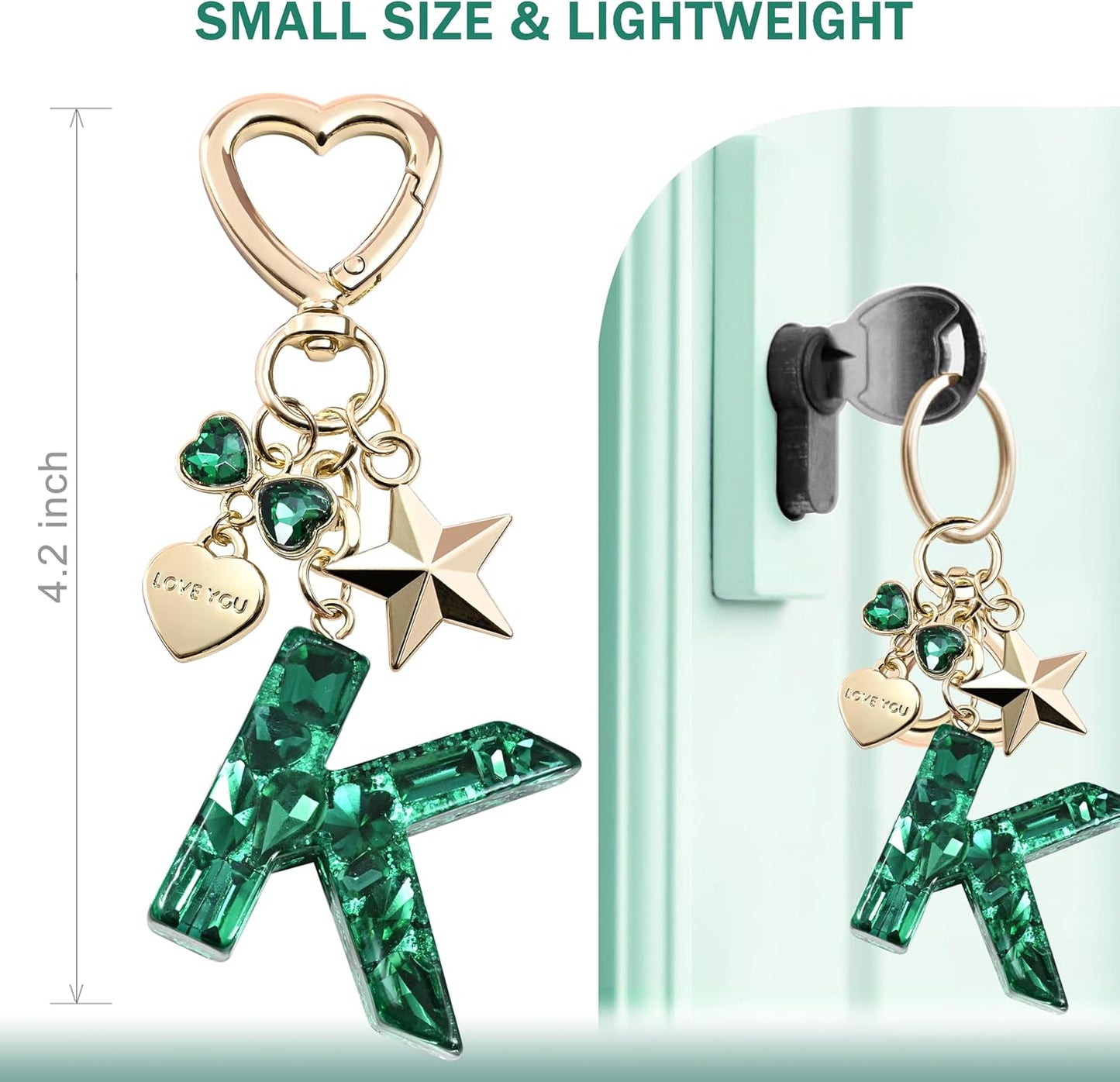 Cute Bling Keychain initial Letter Butterfly Star Pink Purple Gift for Women Girls Bag Cup Charms Accessories
