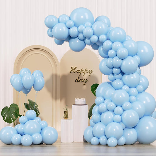 Pastel Blue Balloons 145pcs Different Sizes 18 12 10 5 Inches Baby Blue Light Blue Balloon Garland Arch for Birthday Baby Shower Wedding Anniversary Graduation Party Decorations