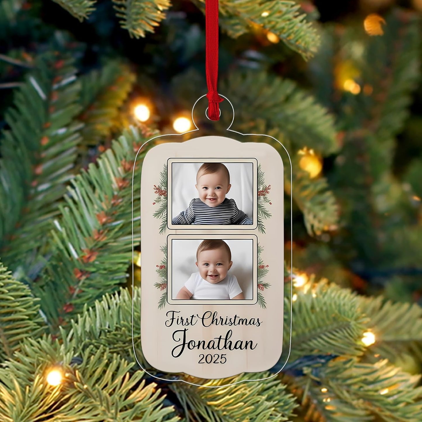 Custom Photo Baby Christmas Ornament, Personalized Newborn Gift, Baby Room Decor, Baby First Christmas Gift Acrylic Ornament – Personalized Christmas Tree Decoration, Custom