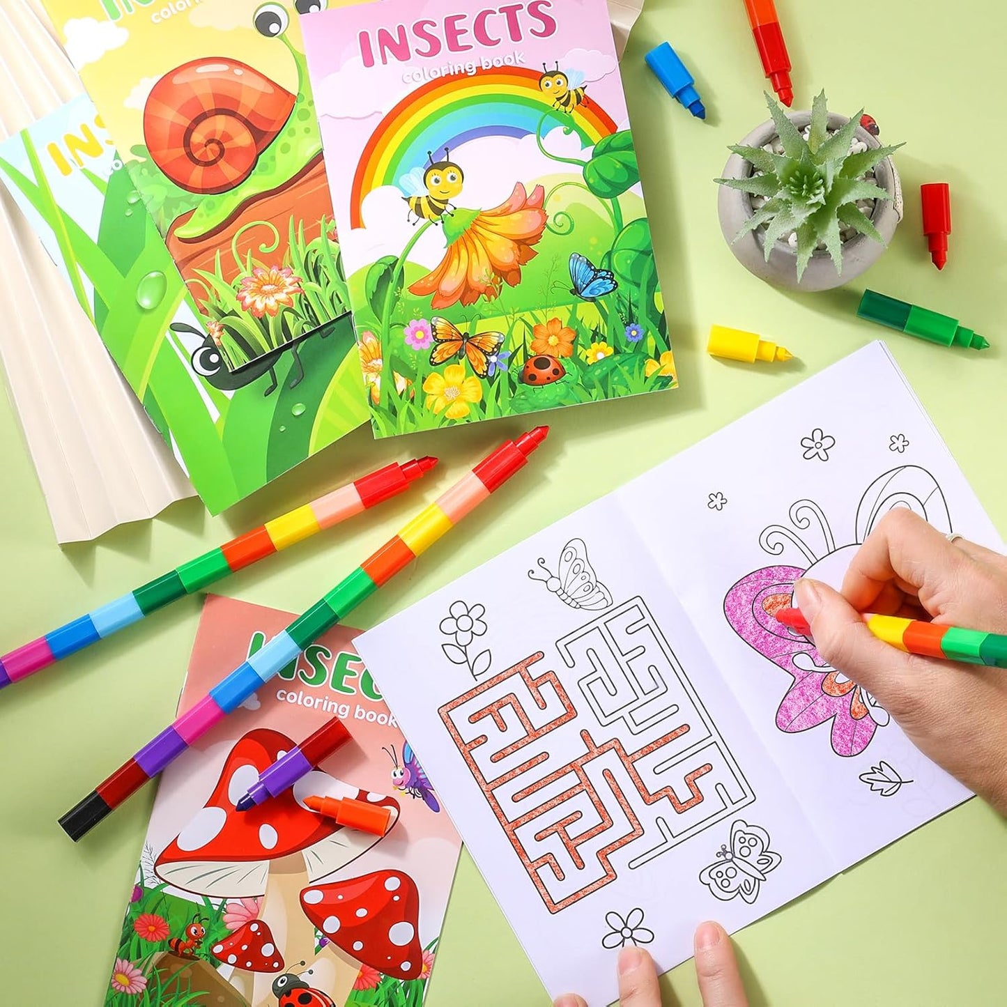 BenLouis 24 Pcs Insects Mini Coloring Books Kids Bugs Party Favors Small Activity Books Bulk for Kids Spring Butterfly Bee Birthday Goodie Bags Stuffers Return Gifts Classroom Travel