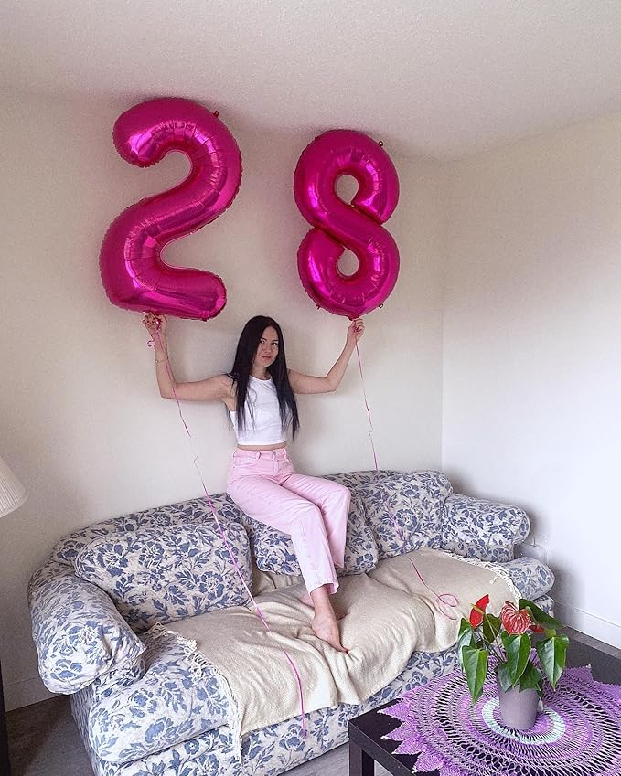 Hot Pink Number 8 Balloon 40 Inch, 8th Birthday Party Decorations for Children, Giant 8 Foil Balloon for Party Supplies