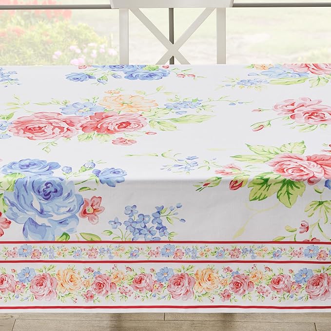 Maison d' Hermine Table Cloth Rectangle Table 100% Cotton 54 x 72 Inches Tablecloth Reusable Decorative for Dining Room Farmhouse Home Valentines Day Decorations Spring Summer - Vintage Floral