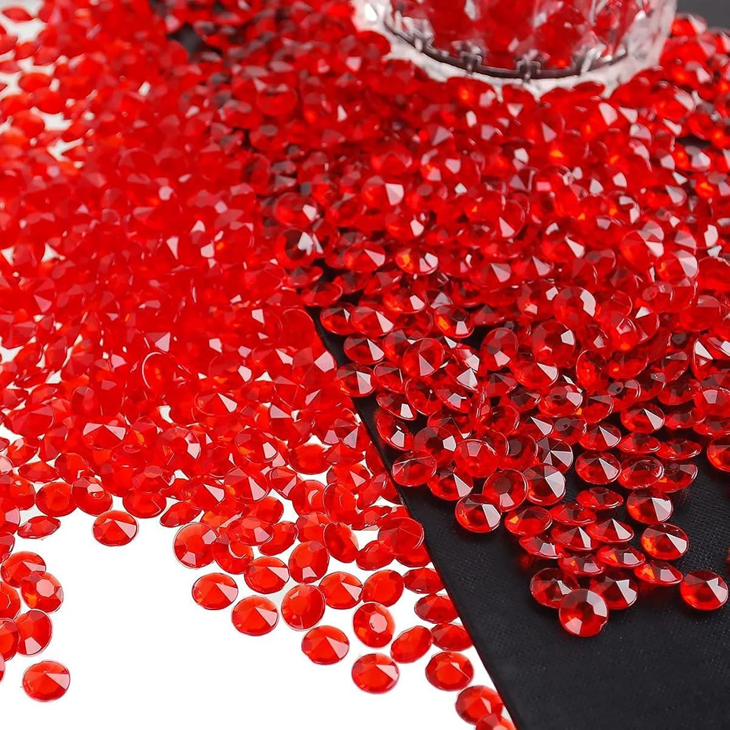 ZKC 4.5mm 10000PCS Red Crystal Acrylic Diamond Vase Fillers Beads for Wedding Centerpiece Table Scatter Shower Party Vase Beads Decorations