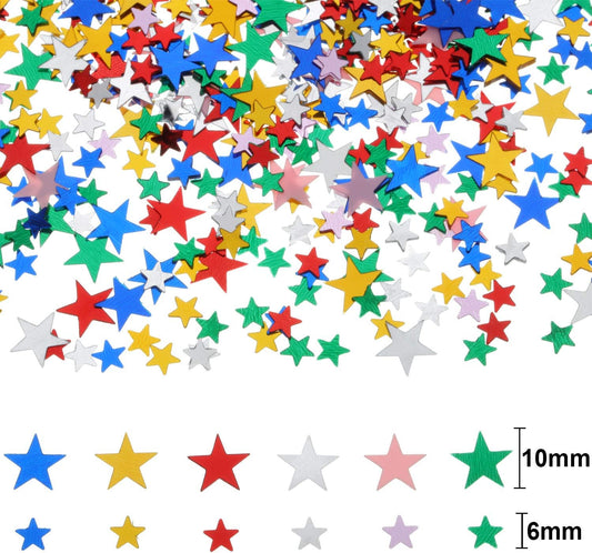 Hestya 60g Star Confetti Glitter Table Confetti Metallic Foil Stars for Christmas Party Wedding Festival Decorations(Multicolor,10mm and 6mm)