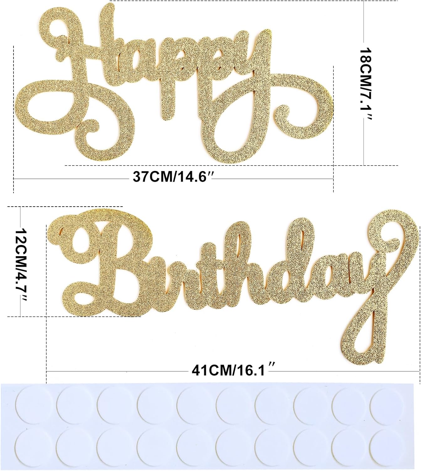 Champagne Gold Happy Birthday Sign for Arch Backdrop - Glitter Felt Happy Birthday Signs Large Letters for Balloon Banner Backdrop Wall Decorations for Party Banner for Women, Men, Kids